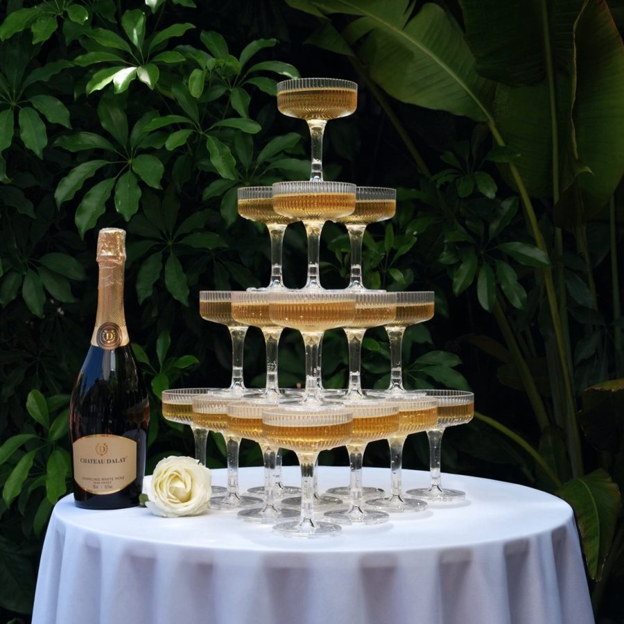 Triangle champagne tower
