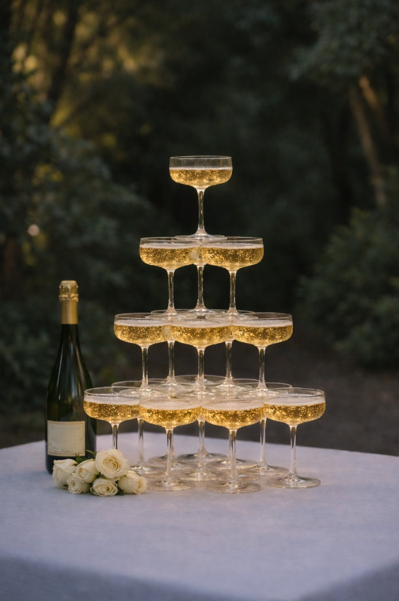 Triangle champagne tower